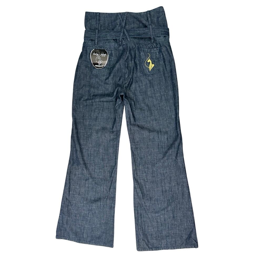 Vintage Y2K Baby Phat Jeans Size 15 High Rise Wide Leg Belted Dark Denim NWT